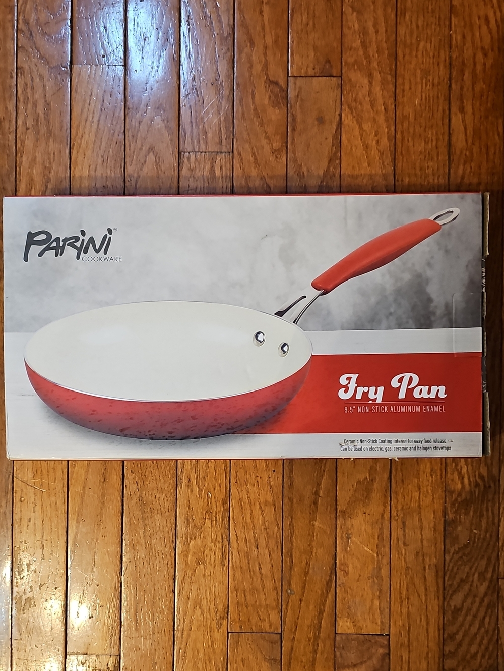 Parini Red 9.5" Non-Stick Aluminum Enamel Fry Pan